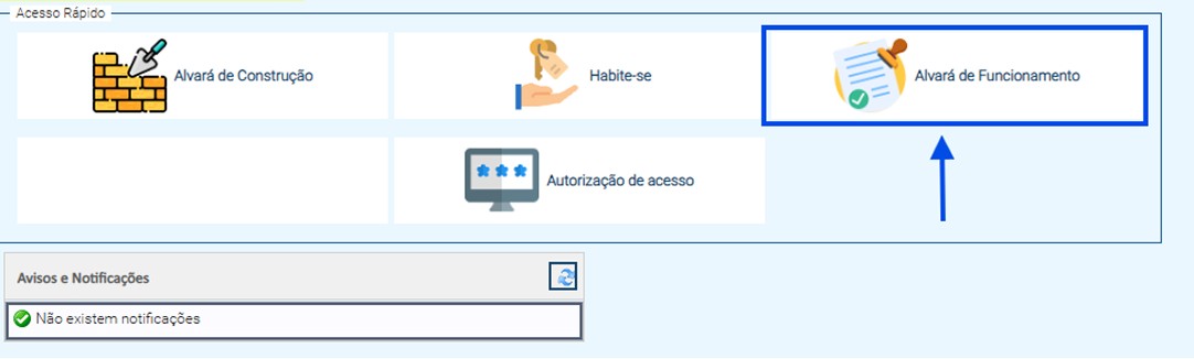 print do acesso rápido do sistema fala feira
