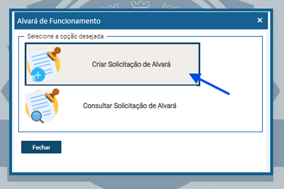 print da janela alvará de funcionamento